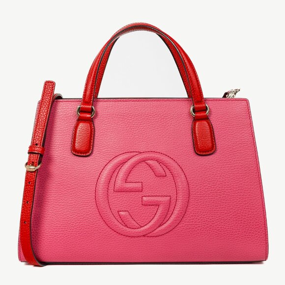 Gucci Medium Soho New Rosette & Hibiscus GG Leather Top Handle Tote - Picture 1 of 14